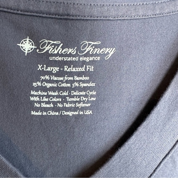 Fishers Finery T Shirt V Neck Relaxed Fit Blue Size X-Large Sleep Shirt Soft - Picture 4 of 4